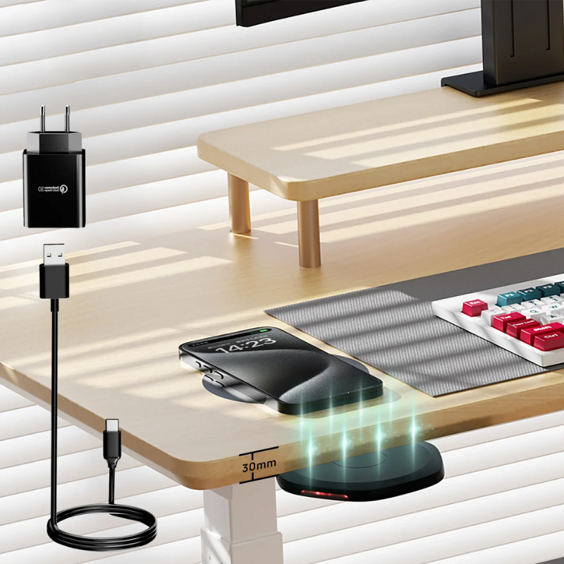 ChargeNest - Chargeur sans fil invisible à installer sous le bureau
