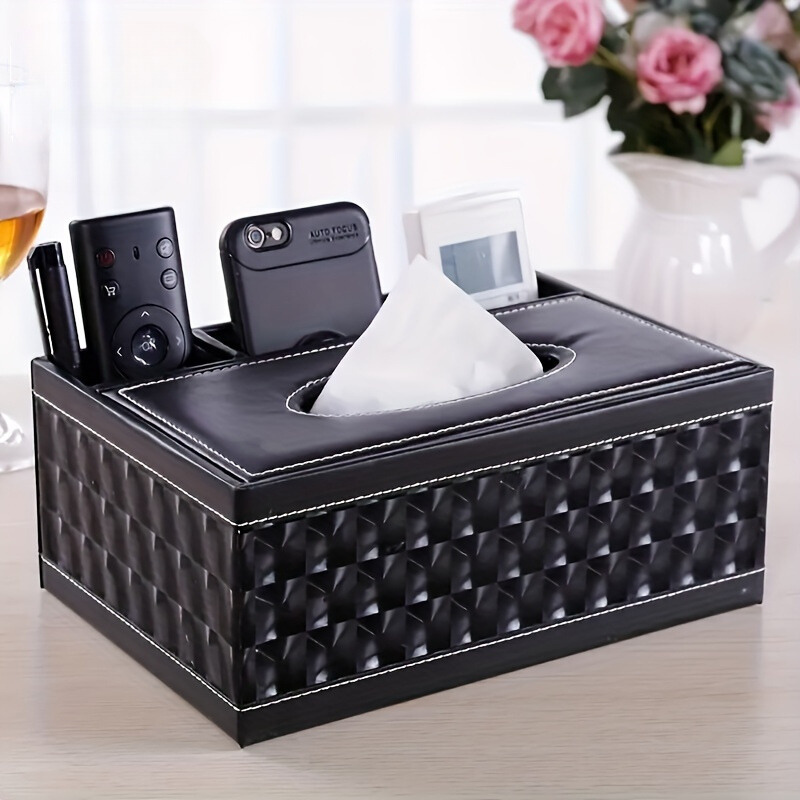 Chic Organizer - Faux Leather Storage Box with 4 Compartments