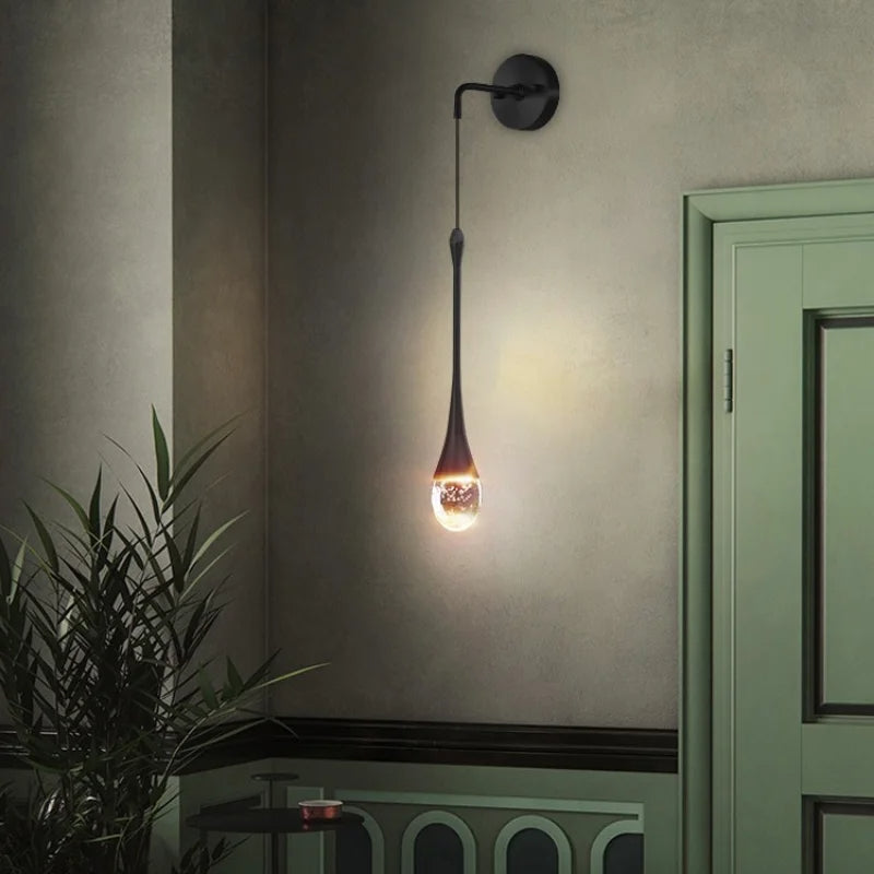 LuxeSphere - Elegant Glass Teardrop Wall Sconce