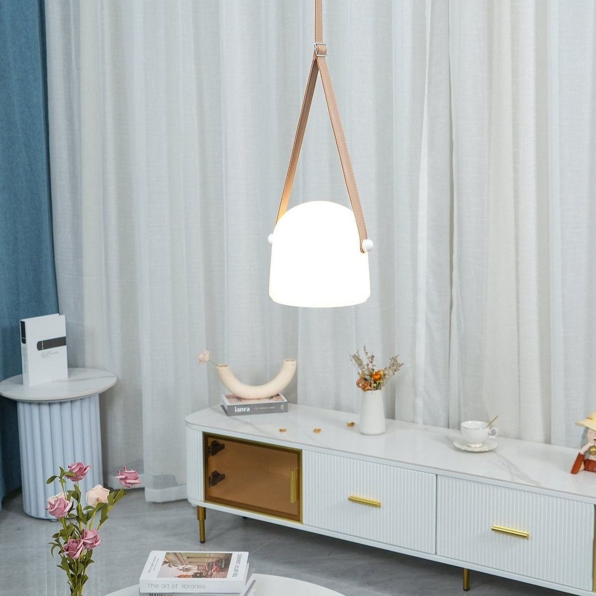 LunaMona - Modern Metal and Glass Pendant Light with Integrated LED