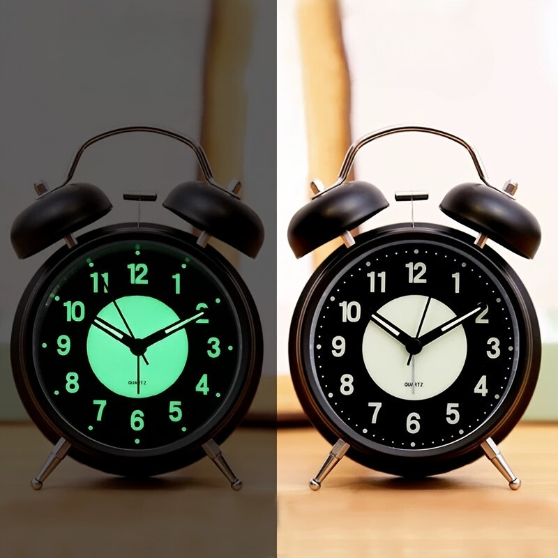 Nyctel - Silent Metal Alarm Clock with Luminous Hands