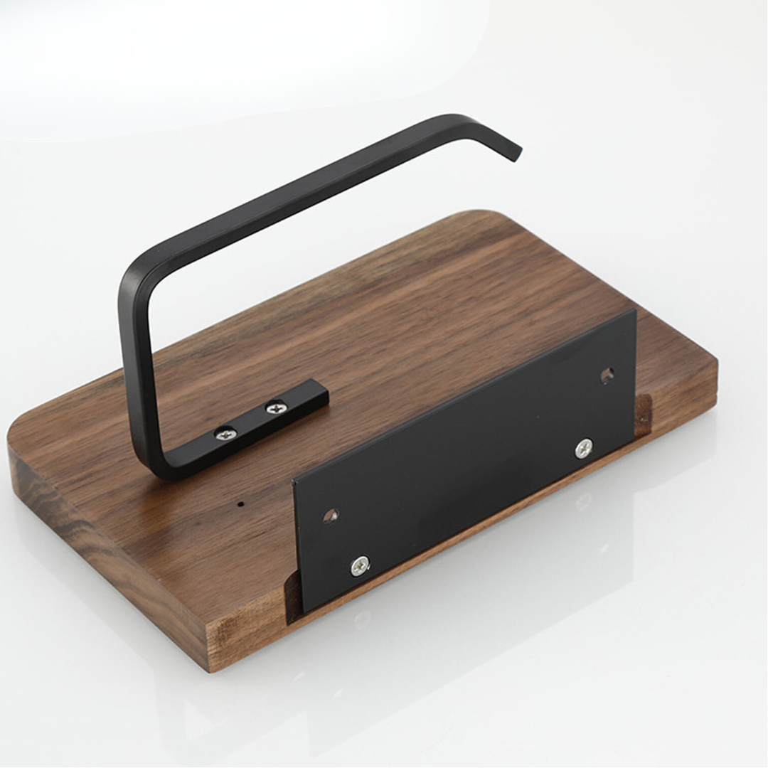 Wall-Mounted Toilet Paper Holder - Walnut and Stainless Steel Bathroom Accessory