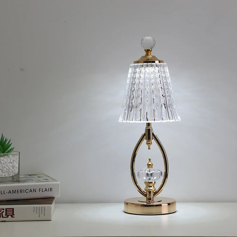 Yorelle - Vintage Crystal Wireless Touch Table Lamp