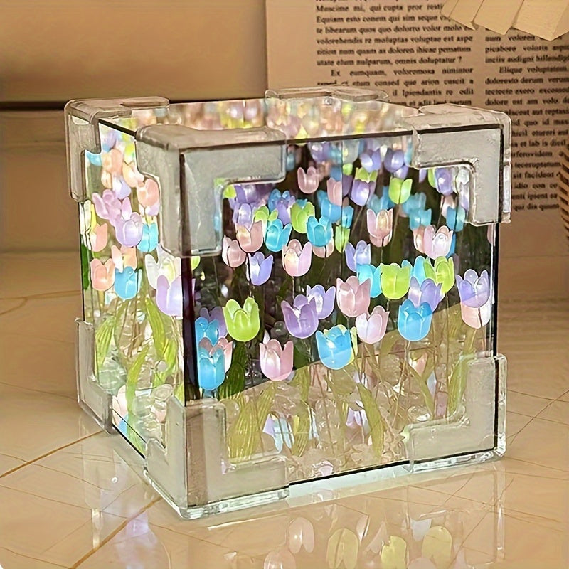 Gentlebloom - Elegant LED Tulip Night Light with Mirror