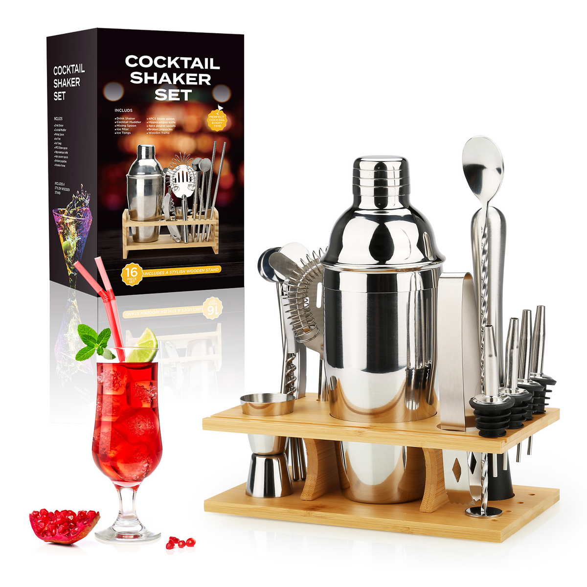 Mixology Master Set - 16-Piece Bartender Kit for Home Cocktails