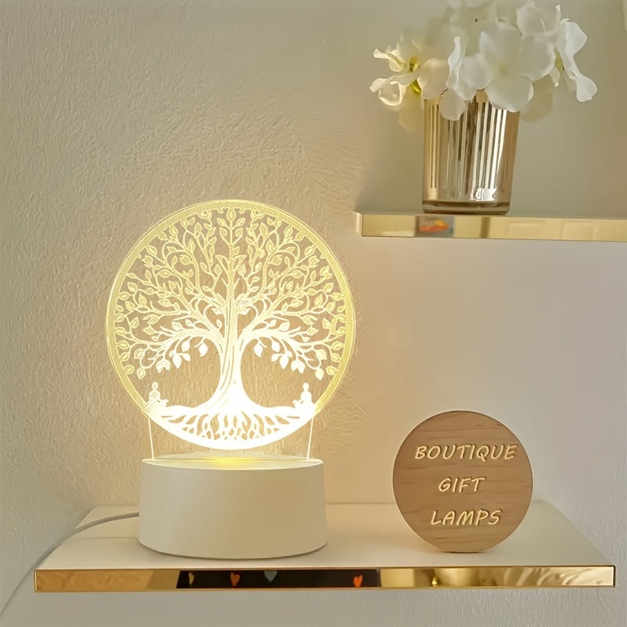 GlowTree Lamp - 3D Acrylic Night Light with USB Power