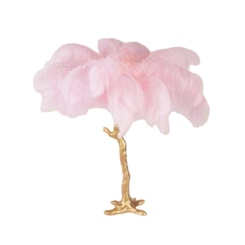 FeatherLuxe - Pink and Gold Artistic Feather Table Lamp