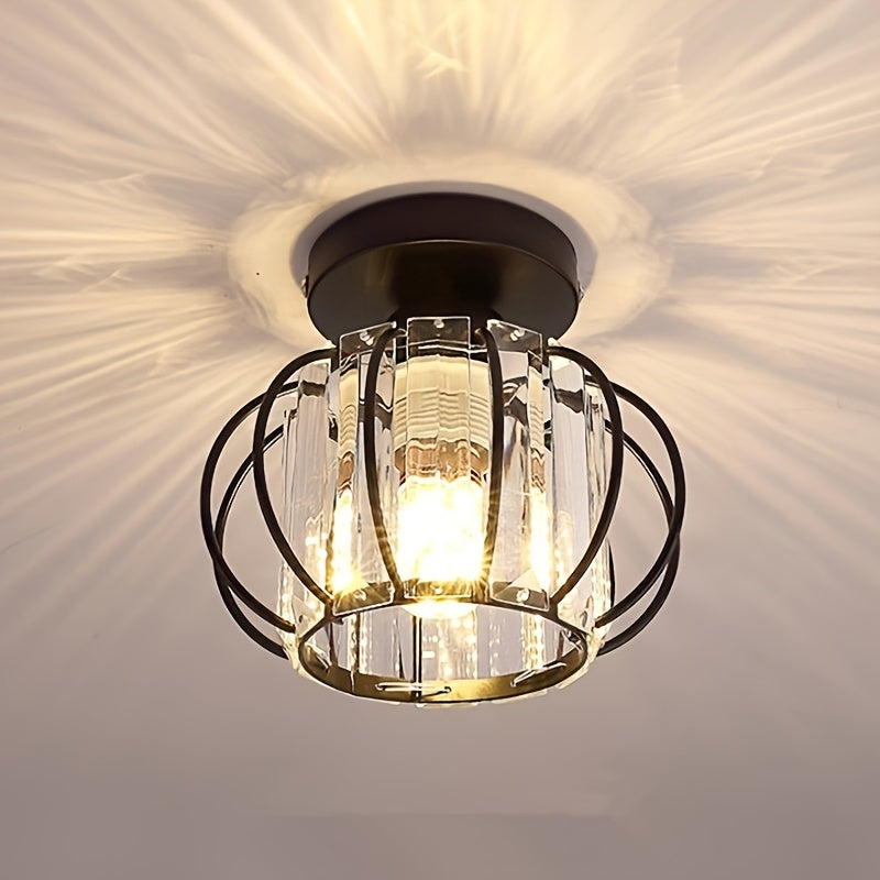 CrystalGlow - Lampe de Couloir en Cristal Noir et Or