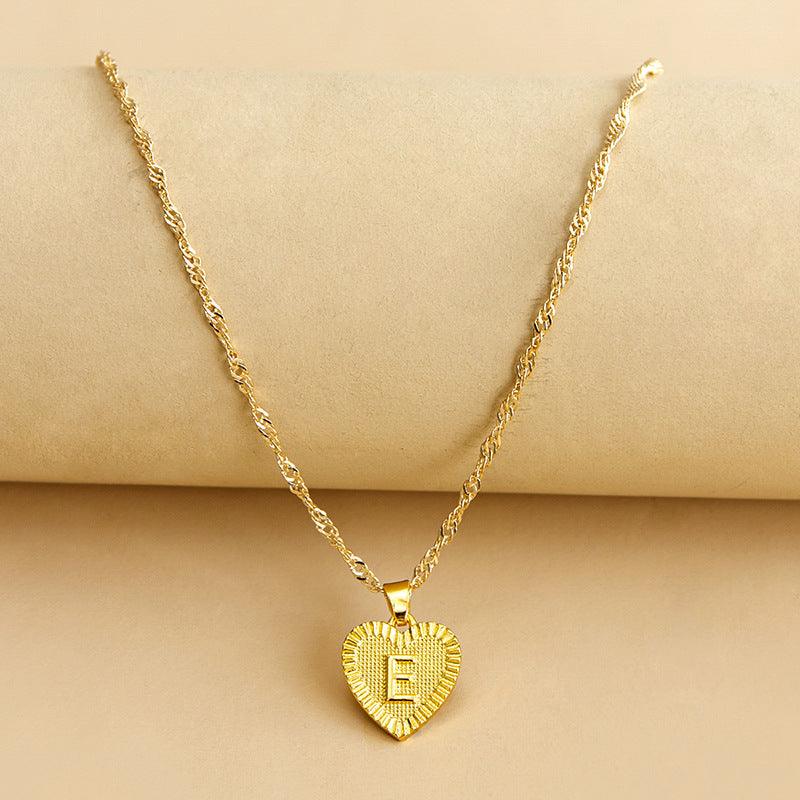 Amara - Gold Heart Initial Pendant Necklace