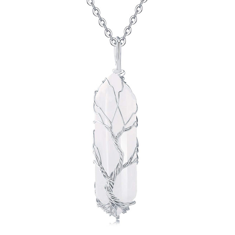 Elara - Collier arbre de vie en cristal et pierre précieuse