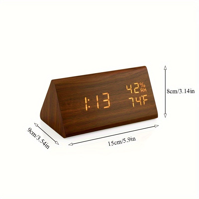 NatureClock - Wooden Alarm Clock with Temperature and Humidity Display