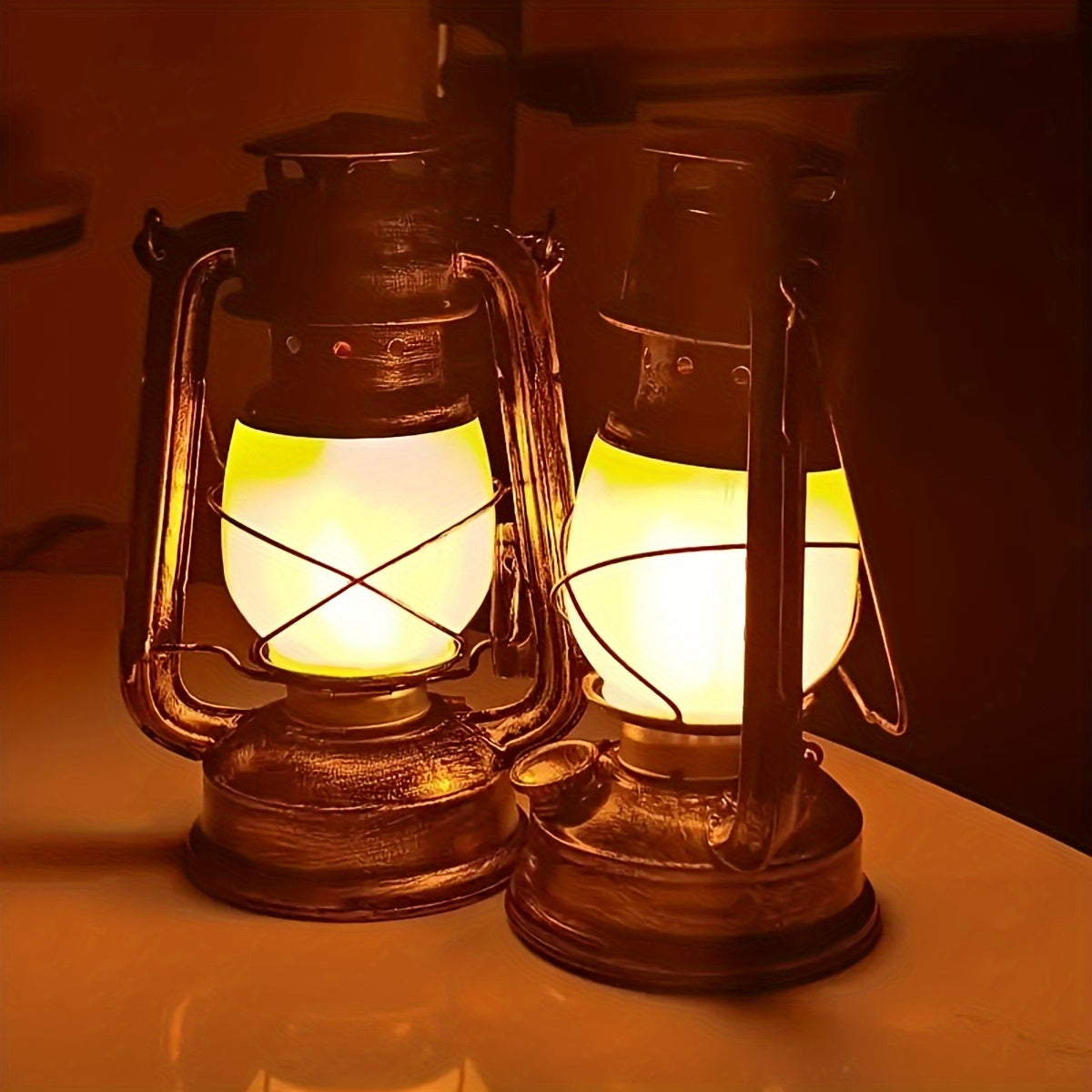 RetroGlow Lantern - Vintage LED Lantern with Flame Effect