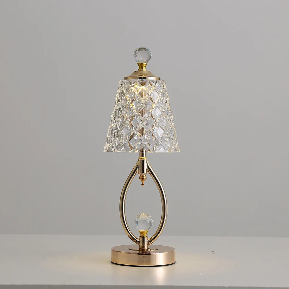 Yorelle - Vintage Crystal Wireless Touch Table Lamp