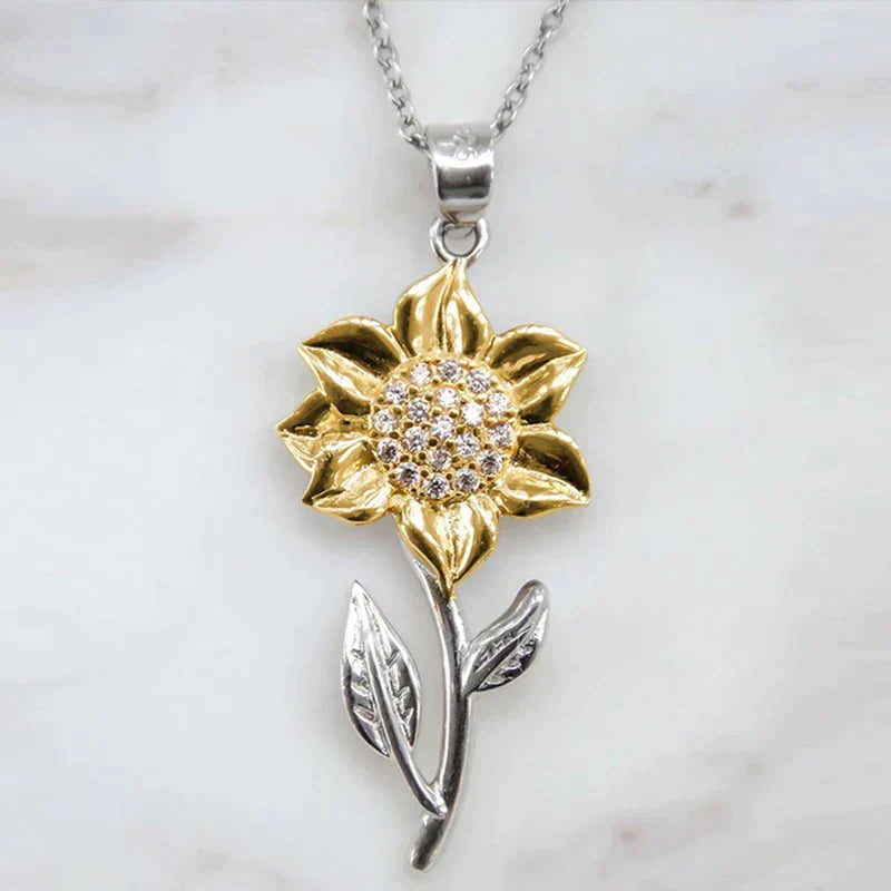 Collier Tournesol Argent Doré avec Zirconia - Élégant