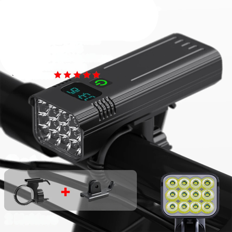 LuminousRide - Phare Vélo Rechargeable 5000 Lumens 12 LED