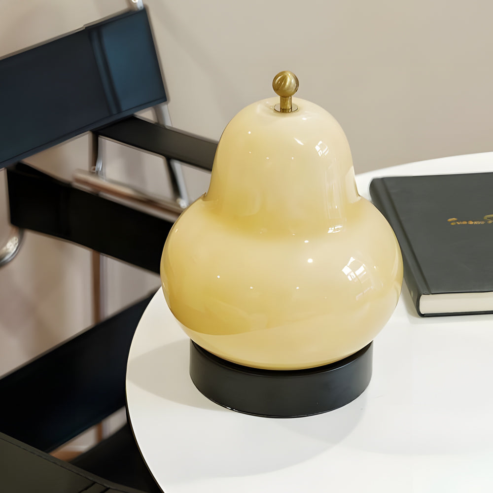IonGleam - Pear-Shaped Glass LED Table Lamp with USB Dimmer