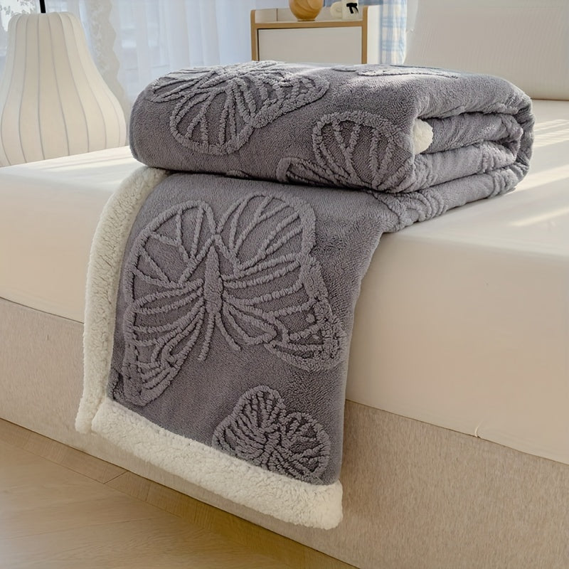 Cozy Luxe - Soft Thick Fleece Throw with Butterfly Embroidery