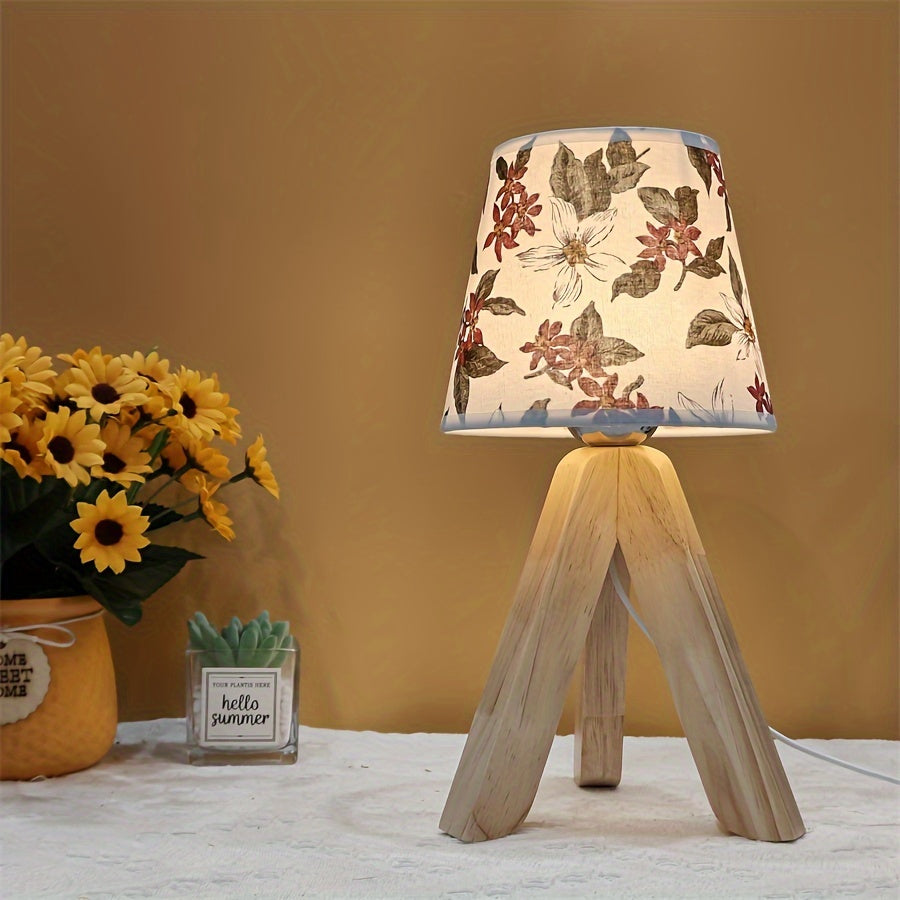 FloralGlow Lamp - Wooden LED Table Lamp with Floral Pattern