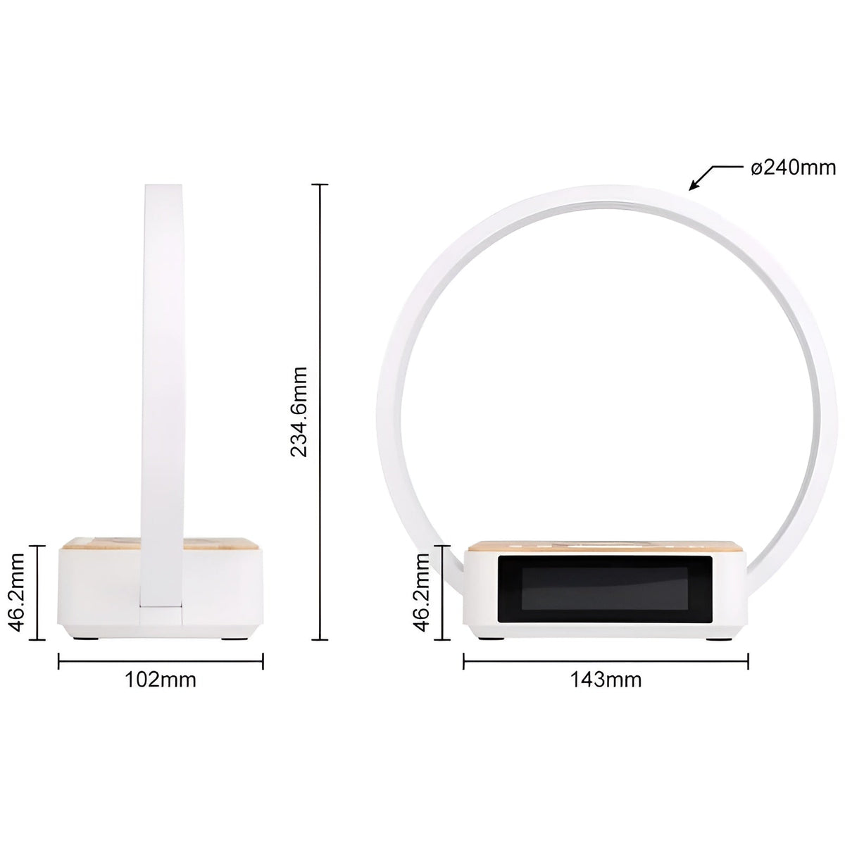 LuminaCharge - 3-in-1 Bedside Lamp with Wireless Charger and Alarm Clock