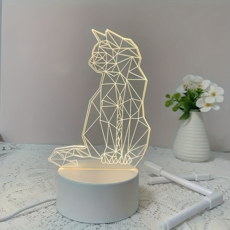 CatGlow Lamp - Modern 3D Cat Design USB Night Light