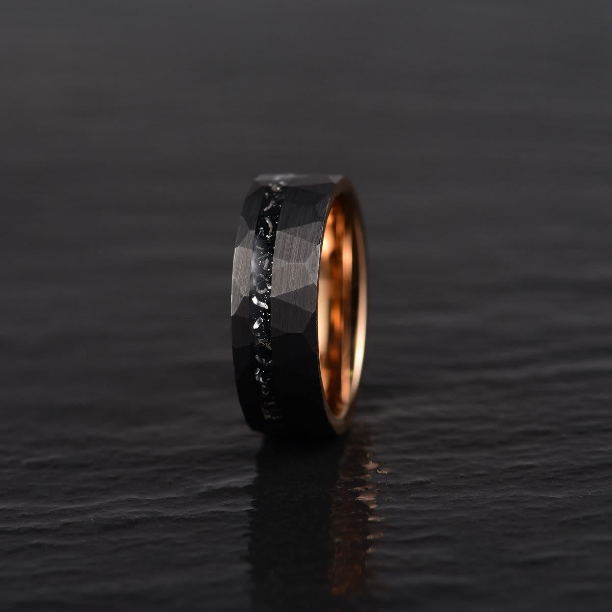 Ares - Bague en carbure de tungstène et tourmaline noire 8mm