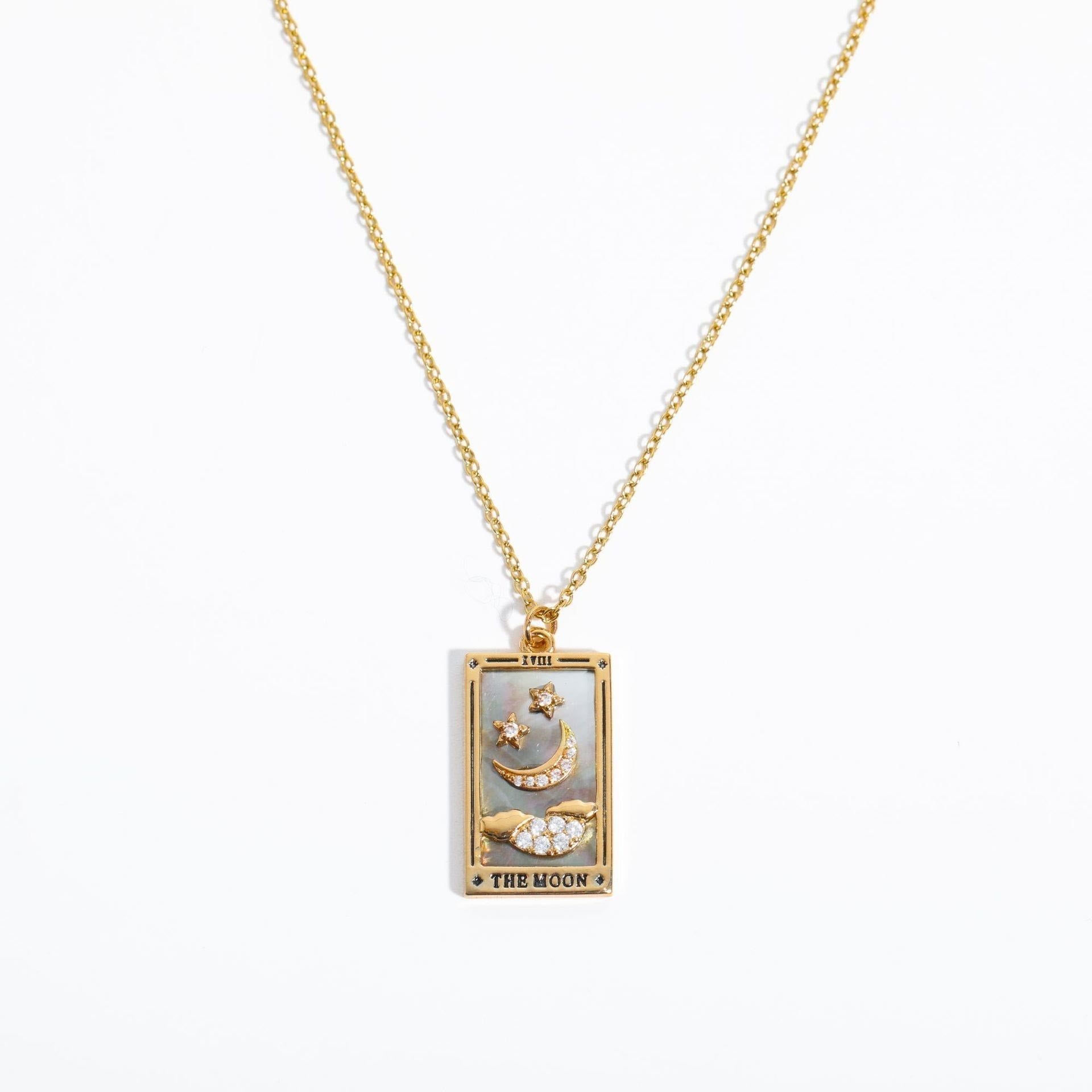 Amara - Collier pendentif tarot doré en zircone