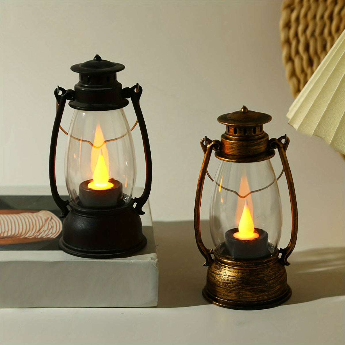 NostalgicGlow Lamp - Yellow Flame Oil Lantern Style LED Lamp