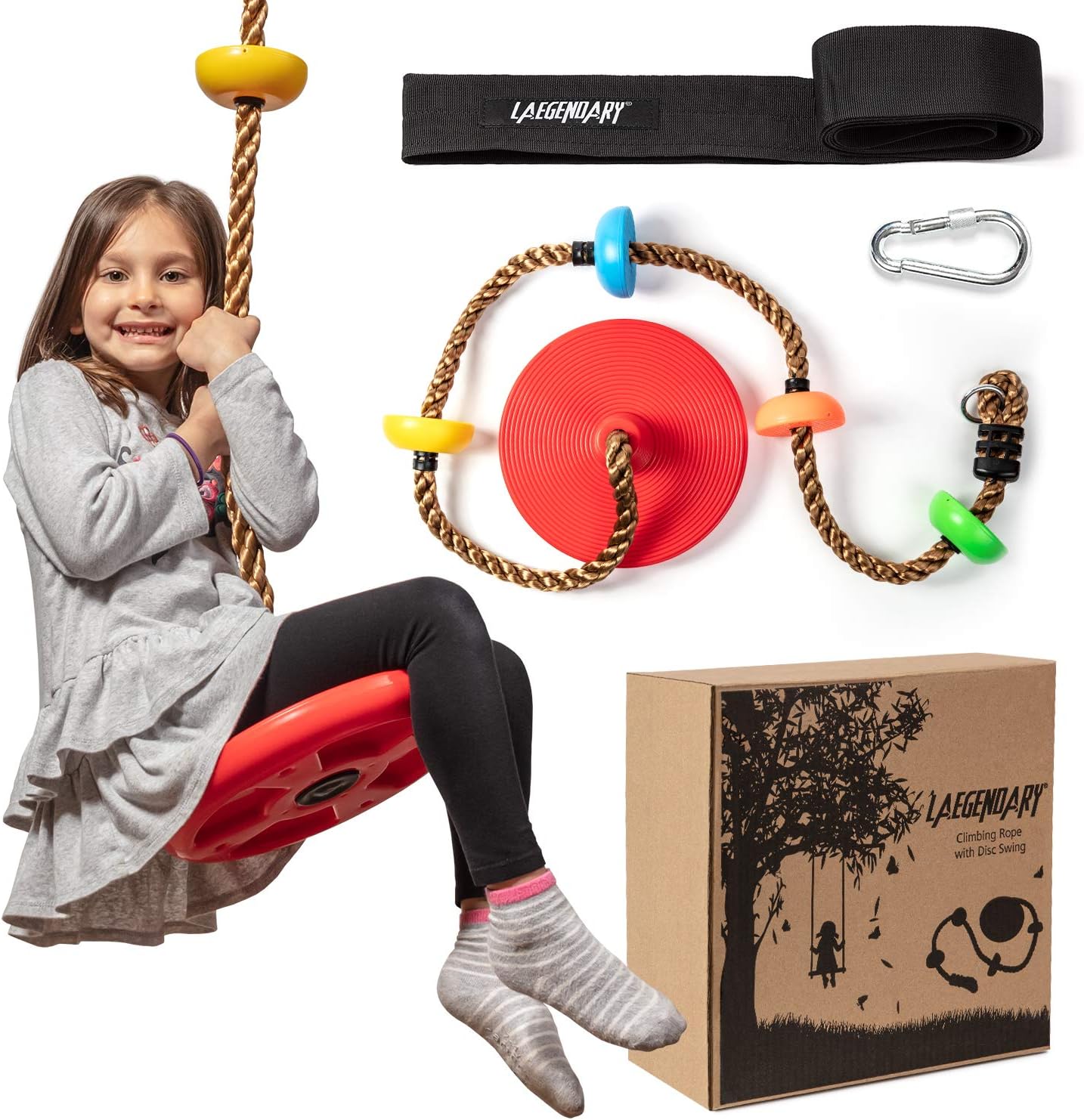 GroveQuest - Tree Swing with Climbing Rope and Platforms for Kids