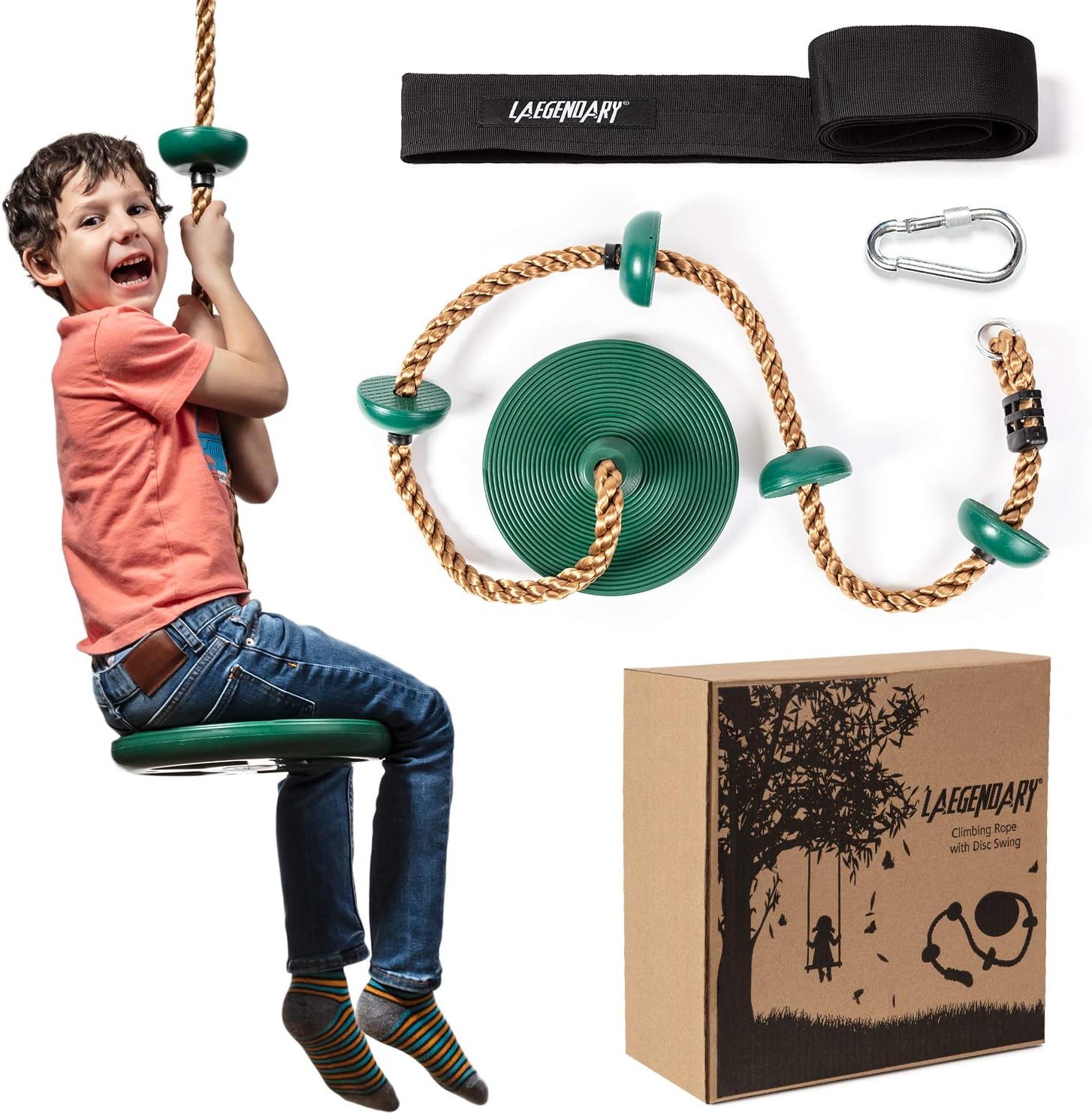 GroveQuest - Tree Swing with Climbing Rope and Platforms for Kids