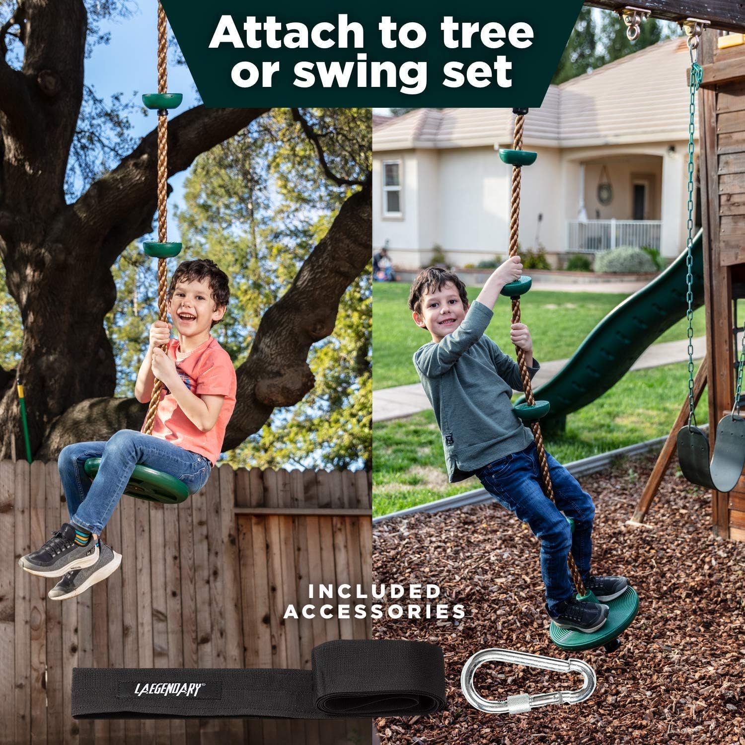 GroveQuest - Tree Swing with Climbing Rope and Platforms for Kids