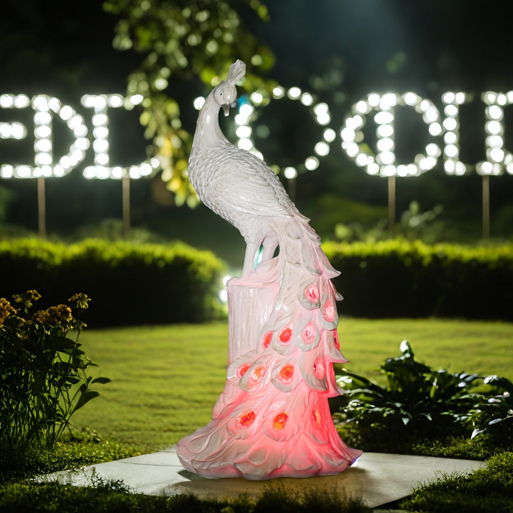 SolarPeacock - Colorful Illuminated Solar Peacock Garden Stake