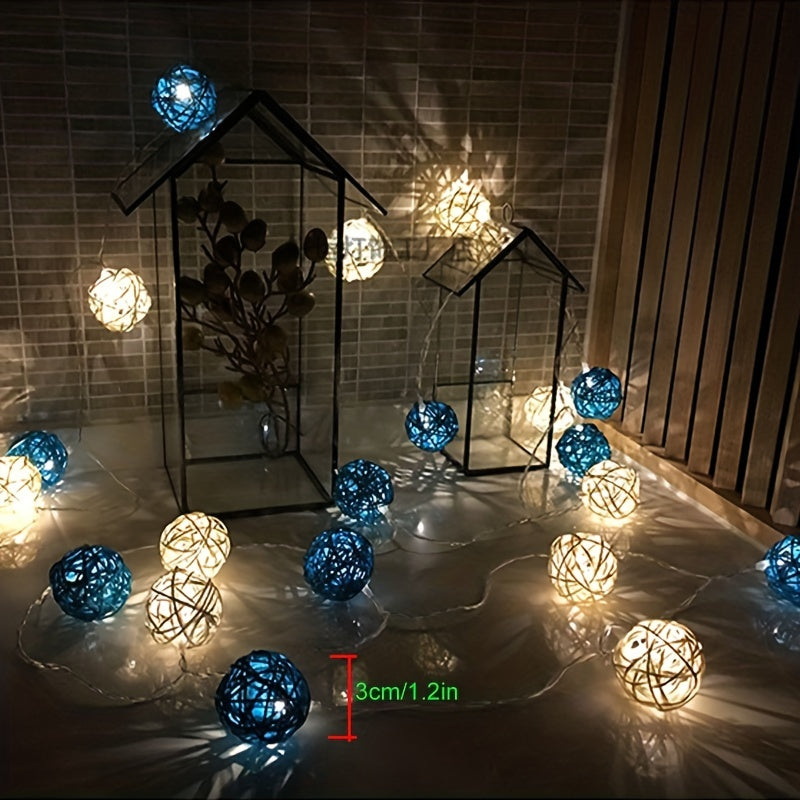 LuxAura - 2m Rattan Fairy Light String with 20 LEDs