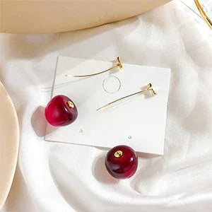 Fleur - Boucles d'oreilles cerises rouges fantaisie