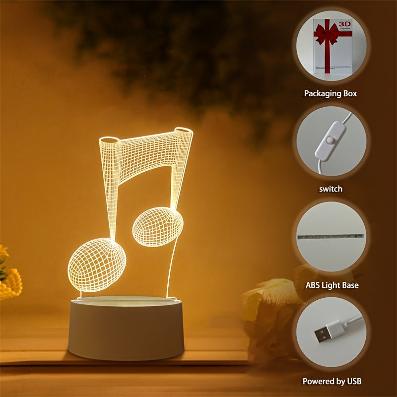 LumiNote - 3D LED Music Note Night Light