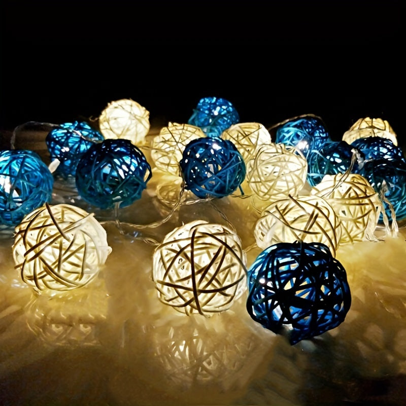LuxAura - 2m Rattan Fairy Light String with 20 LEDs