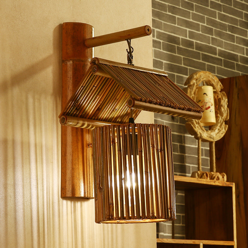 BambooLuxe - Handcrafted Coffee Bamboo Wall Sconce