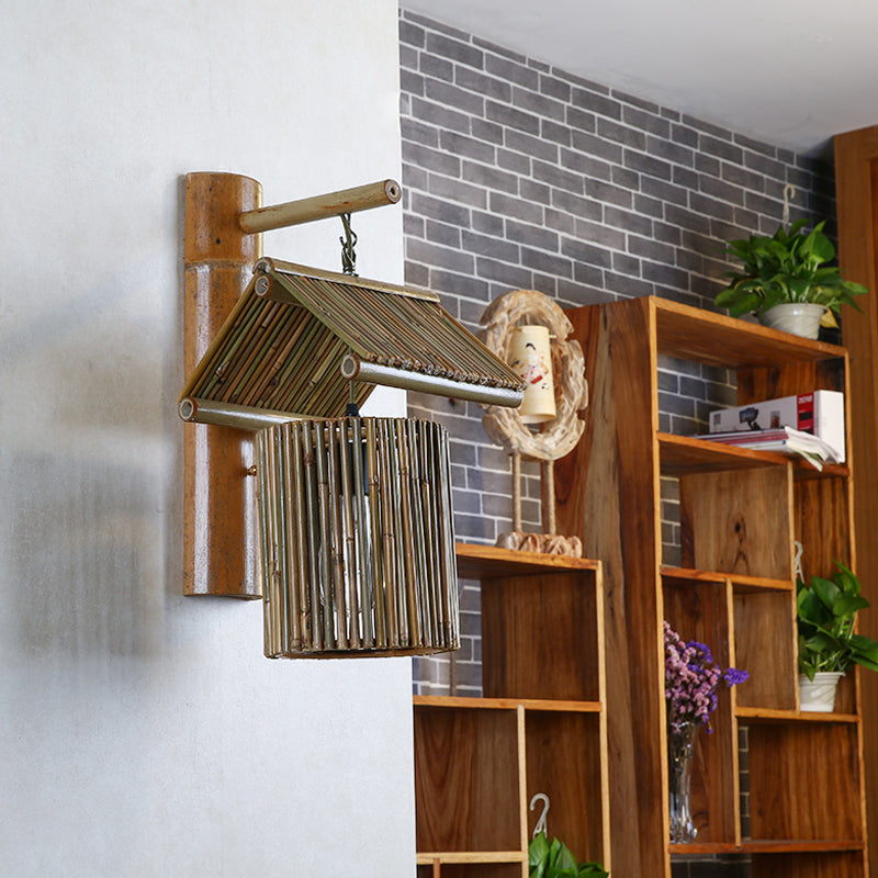 BambooLuxe - Handcrafted Coffee Bamboo Wall Sconce