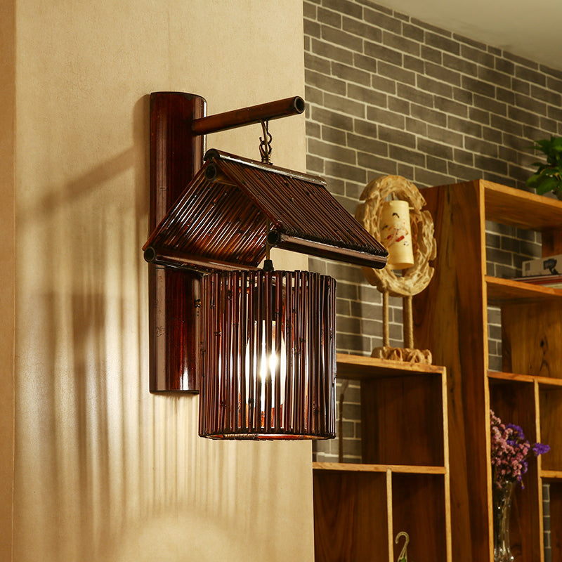 BambooLuxe - Handcrafted Coffee Bamboo Wall Sconce