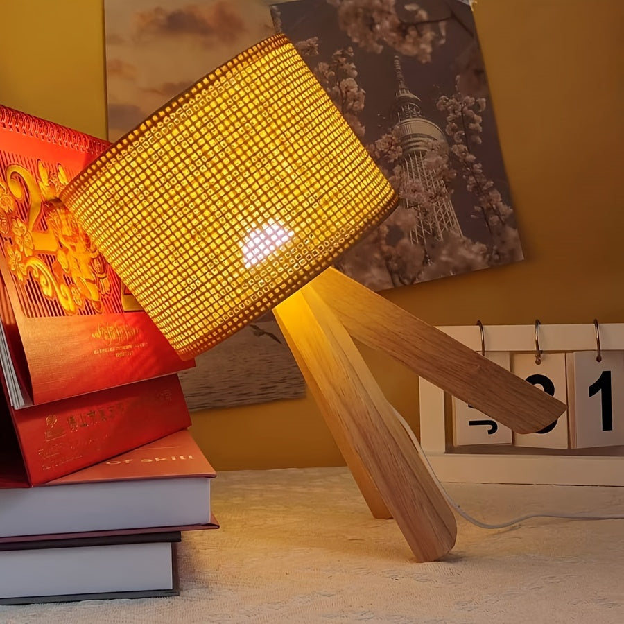 DecoGlow Lamp - Wooden Table Lamp with USB Power