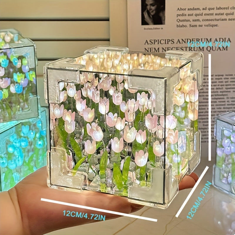 Gentlebloom - Elegant LED Tulip Night Light with Mirror