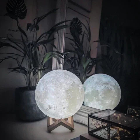 Moon Lamp - Wireless Touch LED Lamp with Wooden Base