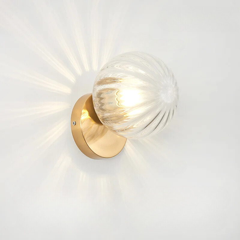 GleamGold - Elegant Gold Glass Wall Sconce