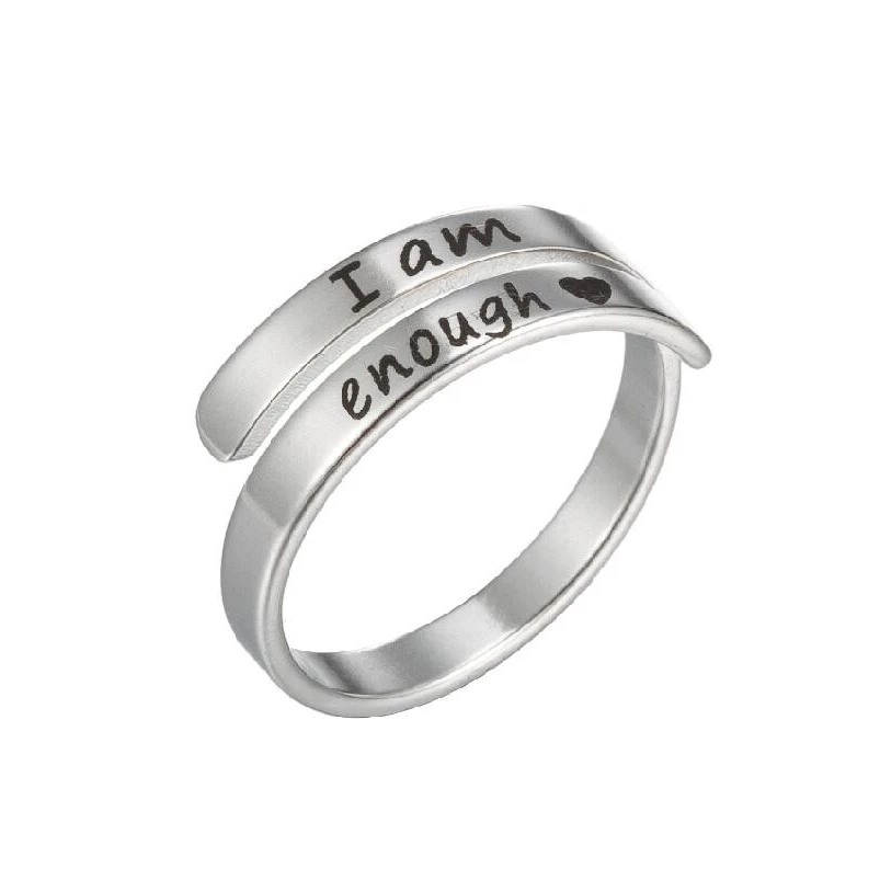 Bague argent "I Am Enough", confiance et force