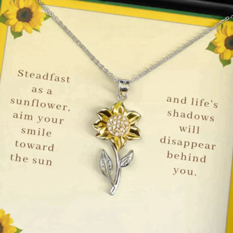 Collier Tournesol Argent Doré avec Zirconia - Élégant