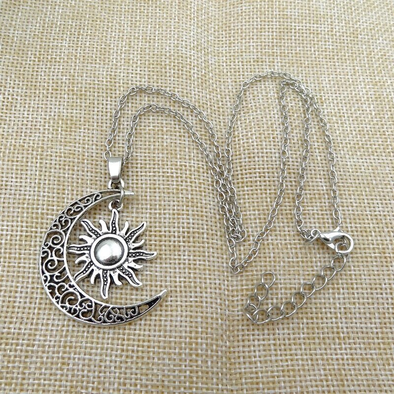 Collier Vintage Soleil et Lune - Double Pendentif Argent 925
