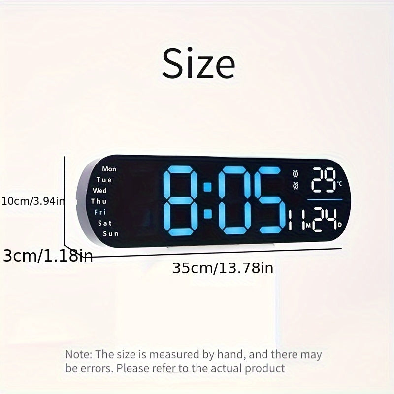 LumoView Clock - LED Wall Clock with Date and Temperature Display