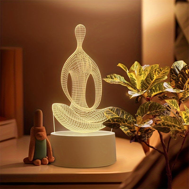 ZenLight - Modern 3D Yoga-Inspired Bedside Lamp