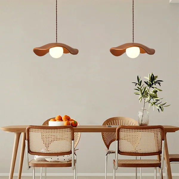 Lotus Leaf Pendant Light - Wabi Sabi Lamp for a Serene Dining Room