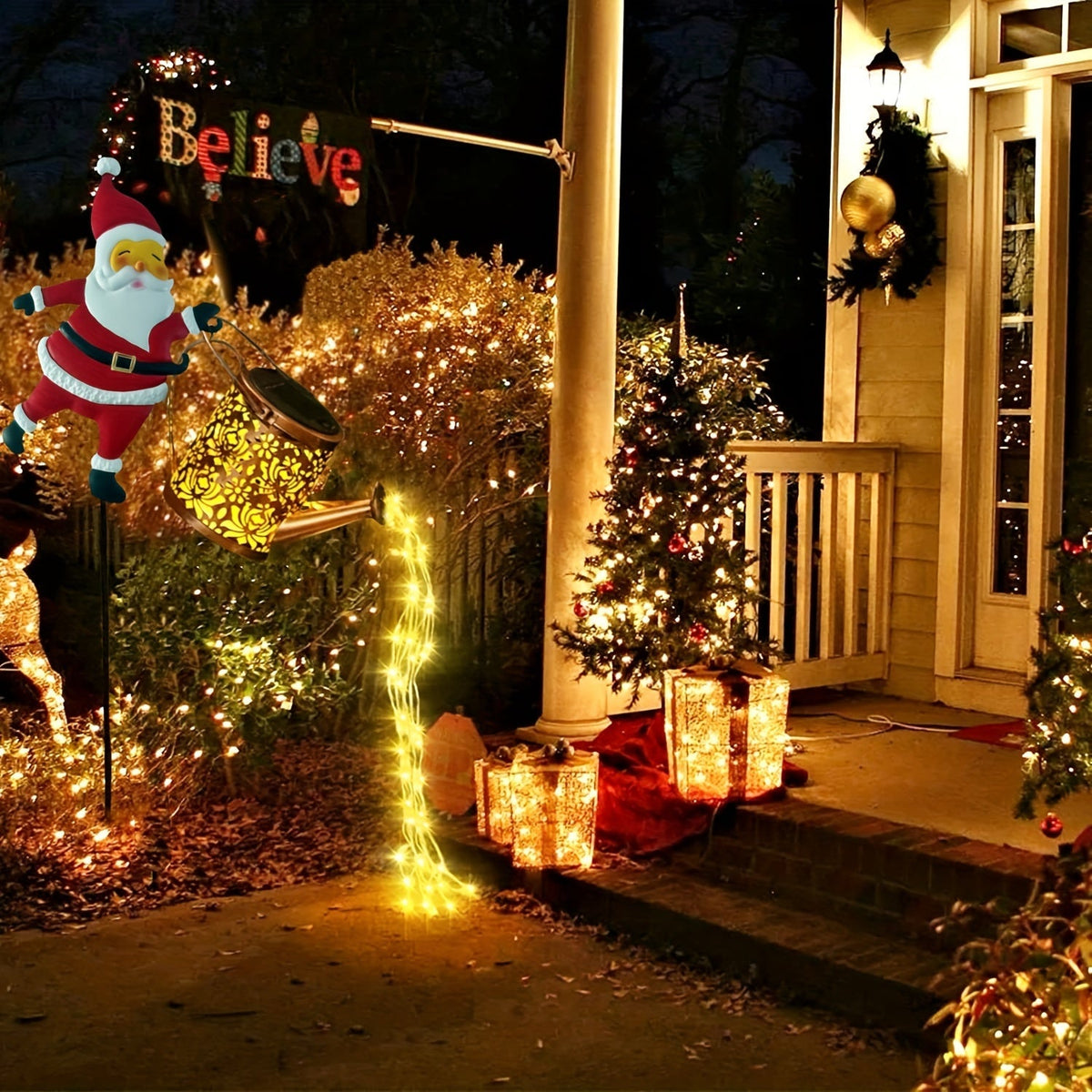 LumiFlow - Solar Garden Lamp with Cascading LED Light Effect