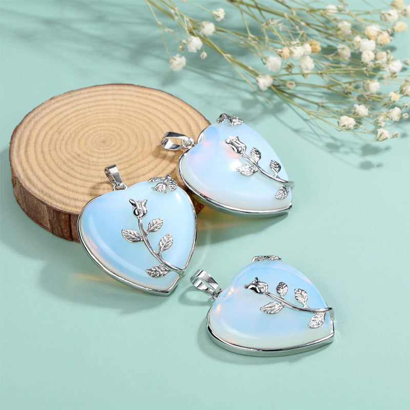 Amara - Collier pendentif cœur en quartz rose